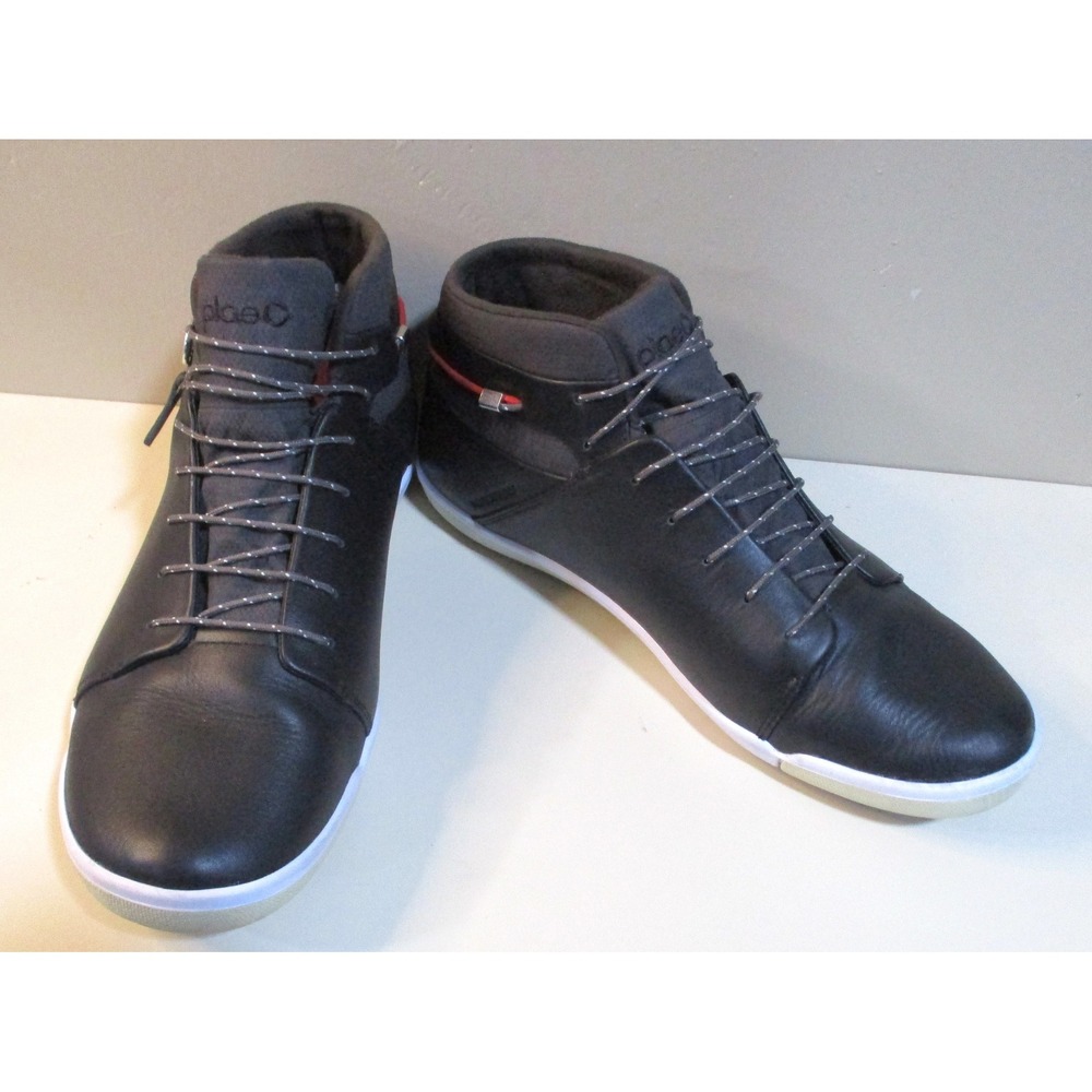 Plae Abra WP Blk Leather Waterproof High Top Sneakrs 554010-001 Mens 11 Wmn 12.5